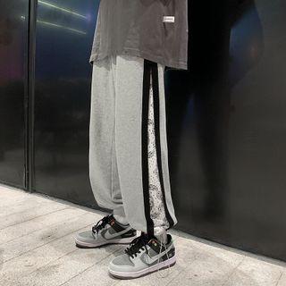 Paisley Print Panel Drawstring Sweatpants