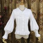 Balloon-sleeve Ruffled Chiffon Blouse