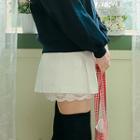 Lace-hem Box-pleat Miniskirt