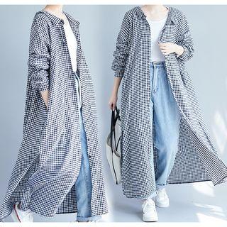 Plaid Long Shirt Plaid - Black & White - 2xl