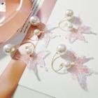 Faux Pearl Acrylic Butterfly Dangle Earring 1 Pair - Pink - One Size