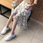 Asymmetric-hem Floral Print Chiffon Skirt