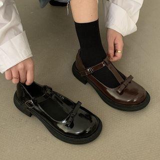 Block Heel Bow T-strap Mary Jane Shoes