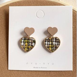 Tweed Heart Earring 1 Pair - As Shown In Figure - One Size
