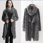 Collared Open Front Long Cardigan