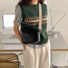 Patterned Sweater Vest Green - One Size