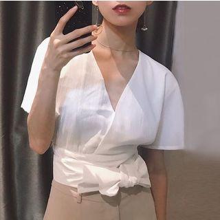 Tie-waist Short-sleeve Top