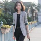 Plaid 3/4-sleeve Blazer / Dress Pants / Set