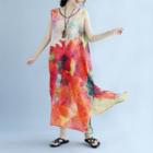 Sleeveless Painted Slit-side Midi Dress