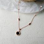 Alloy Disc Pendant Necklace 1 Pc - Necklace - Black & White - One Size