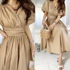 Ruched Long Wrap Dress