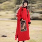 Phoenix Embroidered Padded Long Coat