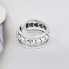 Heart Layered Sterling Silver Open Ring Silver - One Size