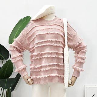 Loose-fit Fringed Knit Sweater