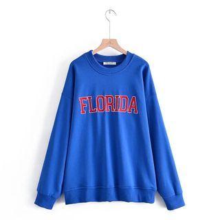 Long Sleeve Lettering Oversized Sweatshirt Blue - One Size