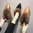 Fleece-lined Pointy-toe Mules Flats