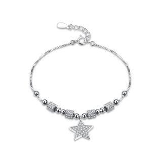 925 Sterling Silver Simple Fashion Elegant Star Bracelet With Cubic Zircon Silver - One Size
