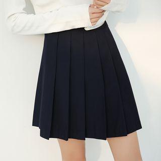 Pleated Asymmetrical A-line Skirt