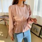 Tie-waist Shirred Blouse