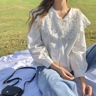 Long-sleeve Peter Pan Collar Lace Shirt
