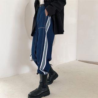 Patchwork Loose-fit Straight-cut Jeans