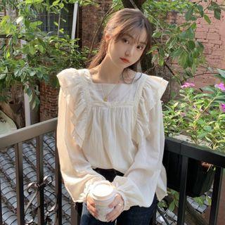 Frill Trim Blouse Almond - One Size