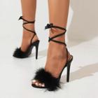 Fluffy Stiletto Heel Sandals