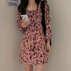 Leopard Long-sleeve A-line Dress As Shown In Figure - One Size