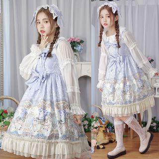 Sleeveless Dress / Hair Band / Chiffon Blouse / Petticoat Skirt / Set