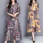 Long-sleeve All Over Print Hooded Dress