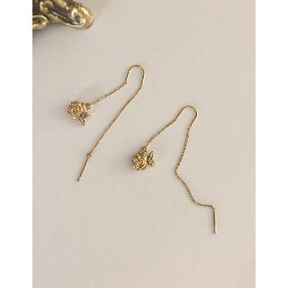 Rose Threader Earrings Gold - One Size