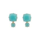 Fashion Simple Plated Gold Geometric Blue-green Cubic Zirconia Stud Earrings Golden - One Size
