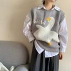 Round Neck Cartoon Sweater Vest