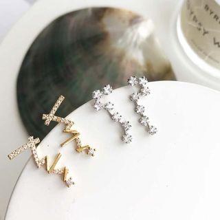 Alloy Deer Horn / Rhinestone Earring