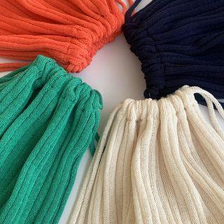 Drawcord Rib-knit Pouch