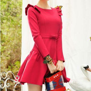 Frill Trim Long-sleeve A-line Dress