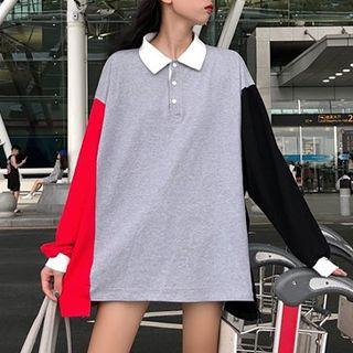 Color Block Polo Sweatshirt