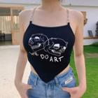 Skull Print Chain Strap Camisole Top