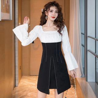 Mock Two-piece Slim-fit Slit Dress