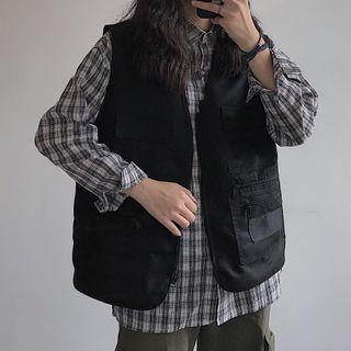 Plain Zip-up Cargo Vest
