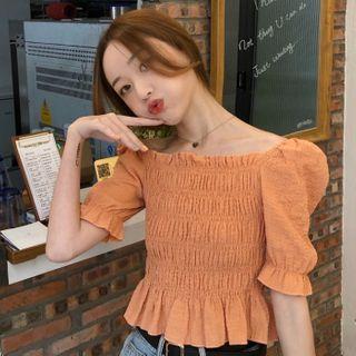 Puff-sleeve Crinkle Blouse