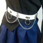 Layered Chain & Hoop Faux Leather Belt