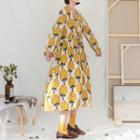 Floral Print Long-sleeve Dress Yellow - One Size