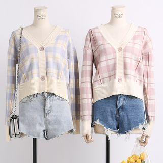 Lightweight Plaid Knit Cardigan