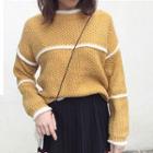 Round Neck Contrast Trim Sweater