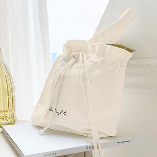 Letter Print Drawstring Bucket Bag Ivory - One Size