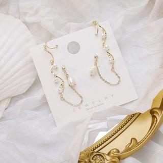 Faux Pearl Ear Cuff Dangle Earring As Shown In Figure - One Size