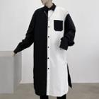 Two-tone Button-up Long Shirt
