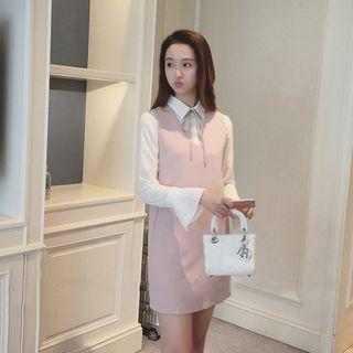 Set: Frill Sleeve Blouse + Sleeveless Dress