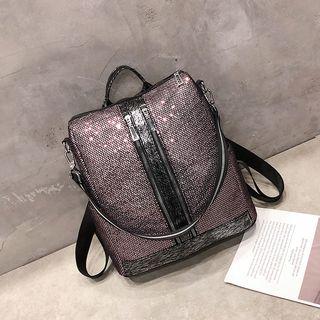 Sequin Faux Leather Backpack